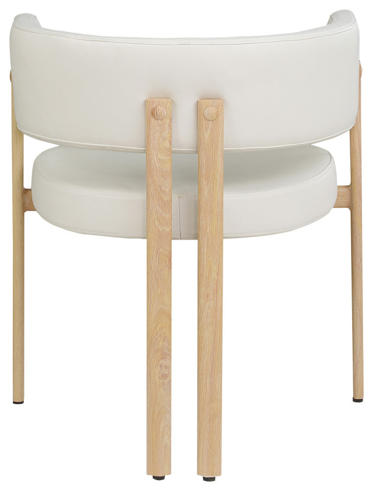 Gideon Black Faux Leather Dining Chair (Set of 2), Cream, Natural Finish