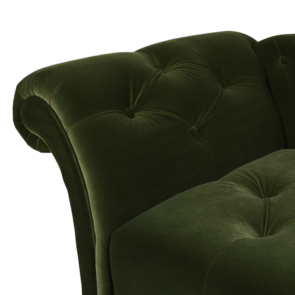 Samuel Velvet Tufted Chaise Lounge, Right-Arm Facing, Olive Green Performance Velvet