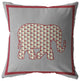 18 Red Gray Elephant Boho Suede Throw Pillow
