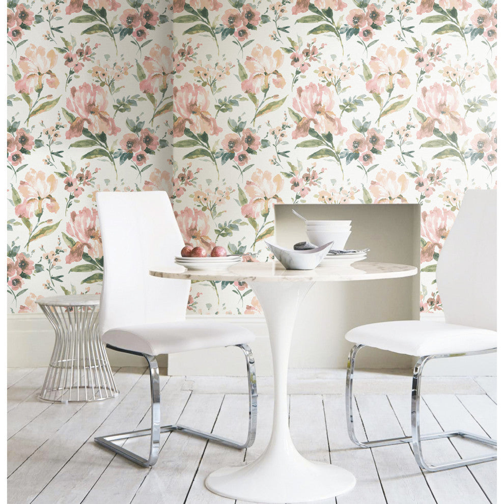 Iris Peel and Stick Wallpaper, Pink