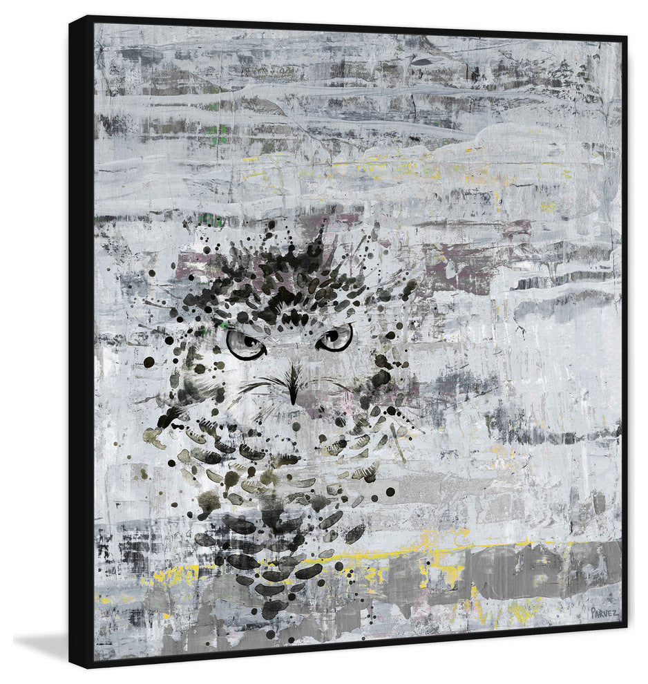 "Angry Owl" Floater Framed Painting Print on Canvas, 16"x16"
