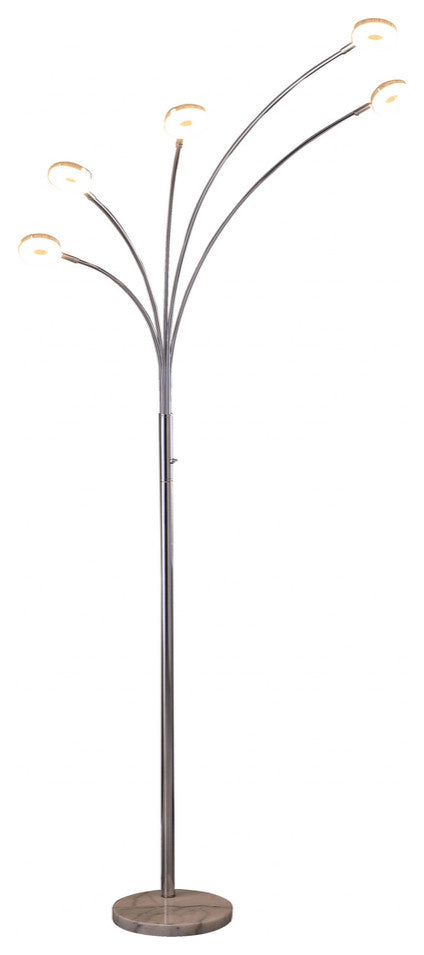 80" Silver 5 Light Contempo Arc LED Floor Lamp