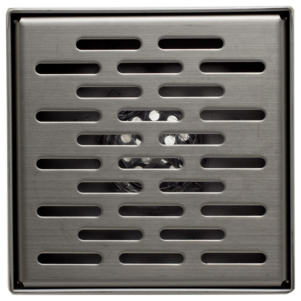 ALFI brand ABSD55C-BSS 5"x5" Square Stainless Shower Drain With  Groove Holes