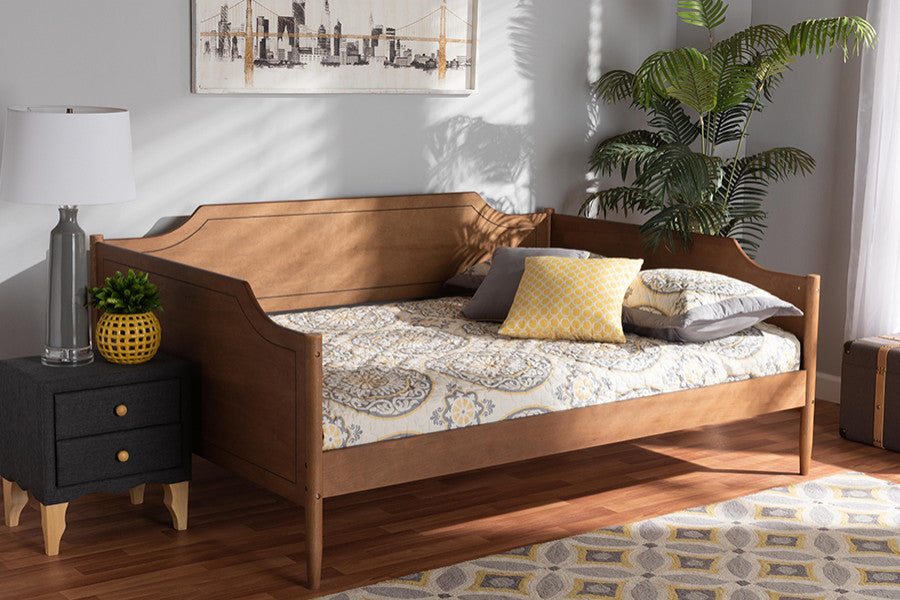 Lachlan Classic Farmhouse Wood Full Daybed, Walnut Brown, No Trundle