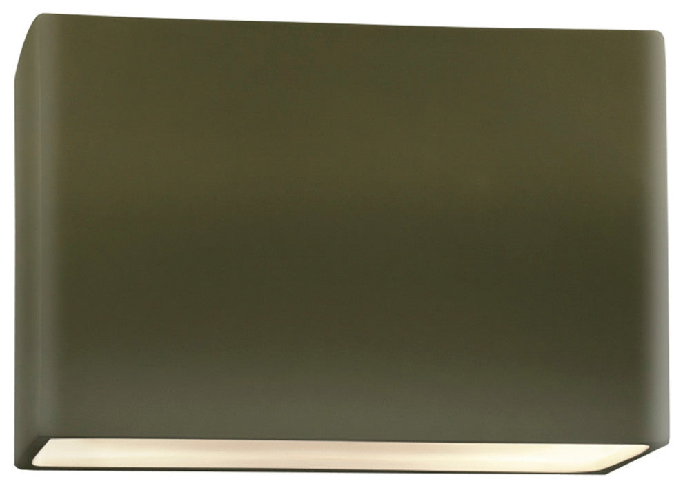 Ambiance Really Big Wide Rectangle Wall Sconce, Matte Green, LED