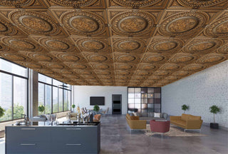 Antique Gold 3D Ceiling Panels, 2'x2', 40 Sq Ft, Pack of 10