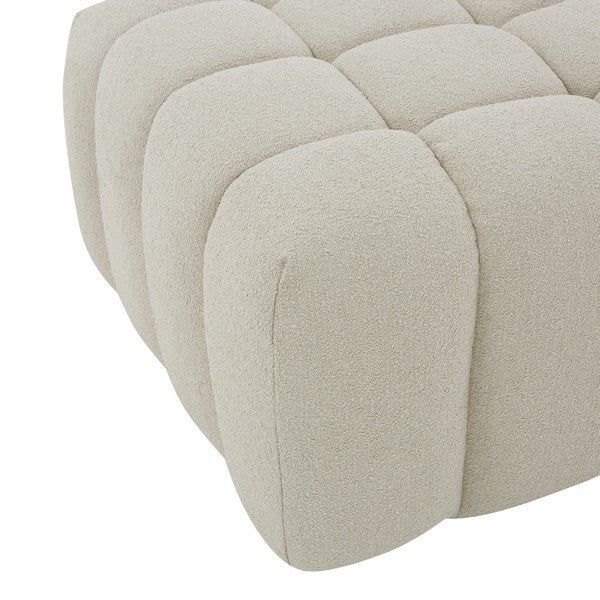 Safavieh Couture Calyna Boucle Ottoman, Light Grey