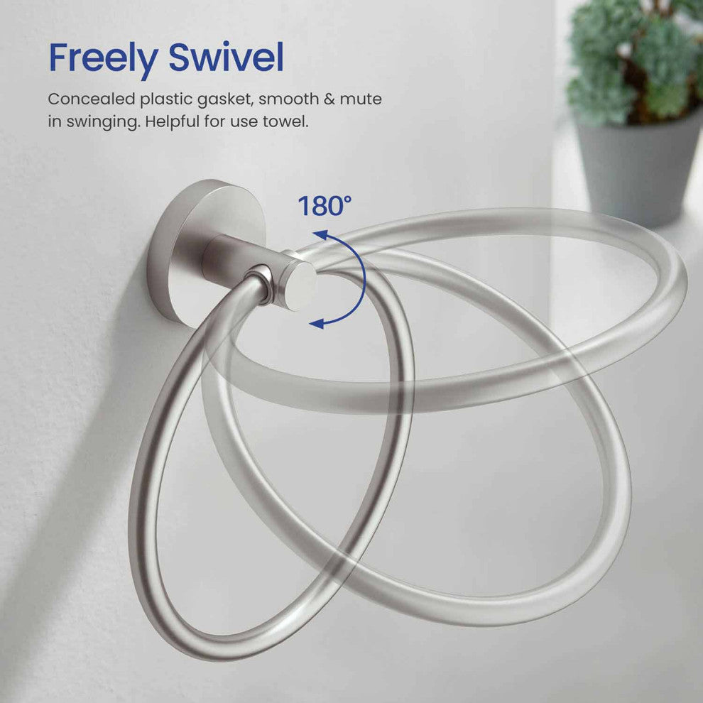 Circular Bathroom Towel Ring, Brushed Nickel