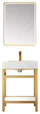 Funes Bath Vanity with Mirror, Brushed Gold Support, 24'', White Stone Top