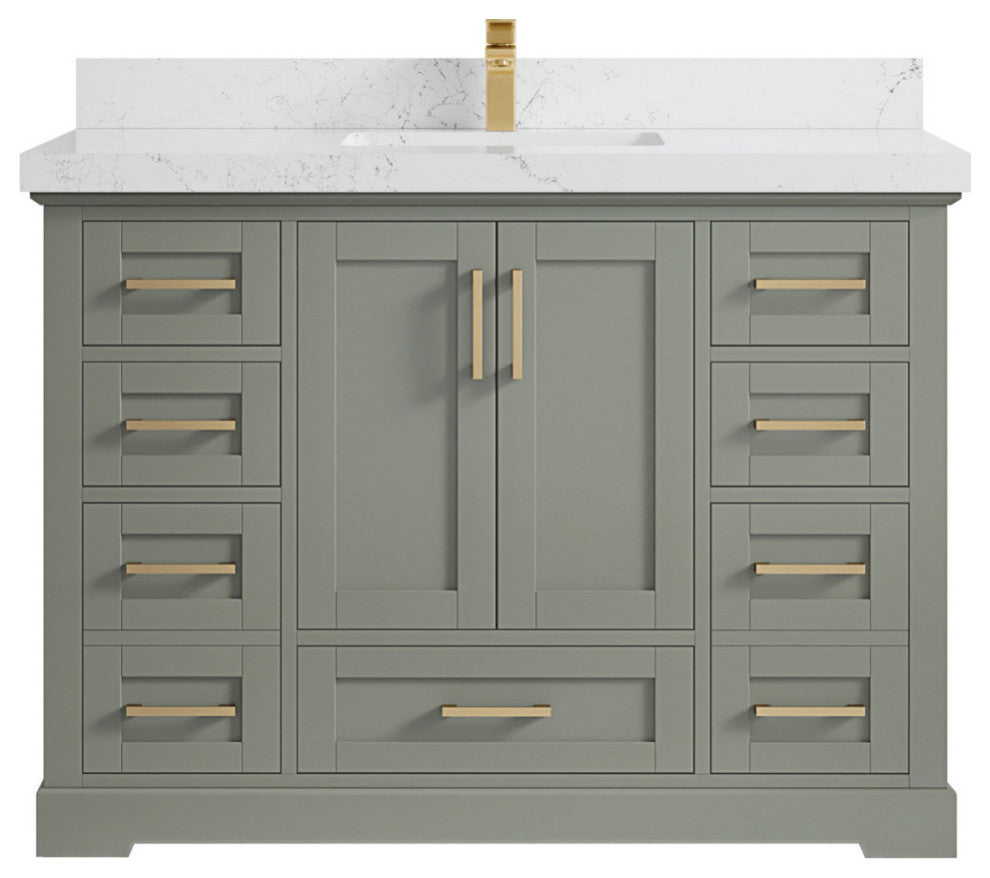 Boston 48 Single Sink Bath Vanity in Evergreen 2" Empira Quartz