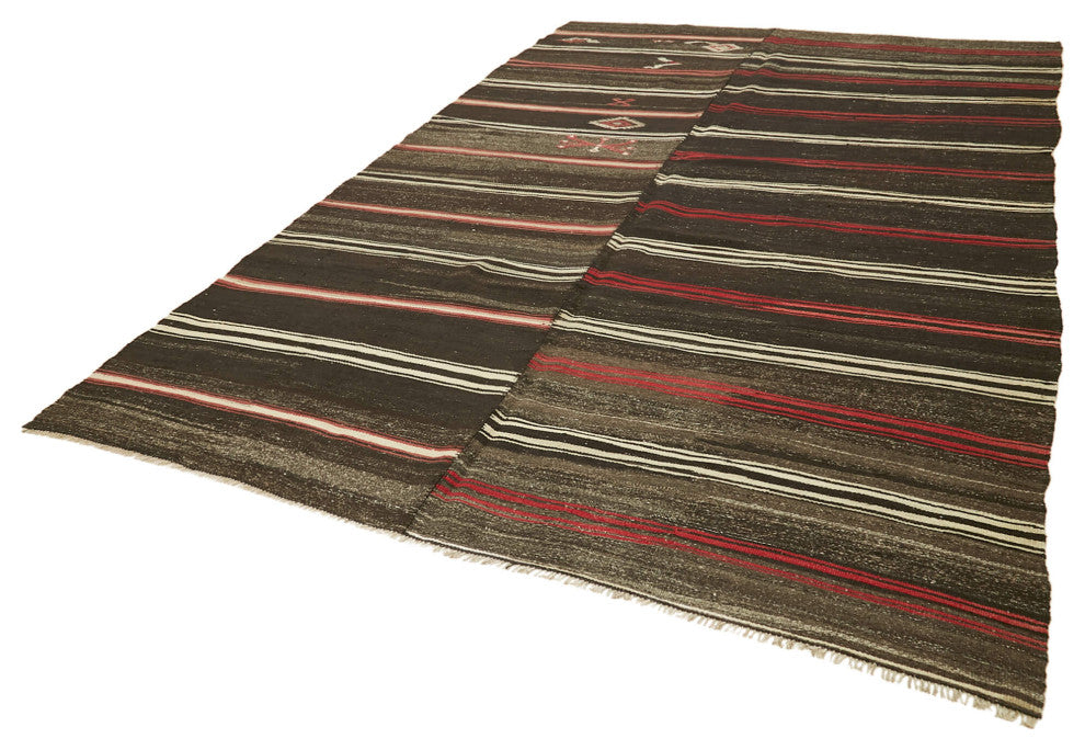 Rug N Carpet - Handmade Turkish 7' 9'' x 12' 5'' Vintage Goat Hair Kilim Rug