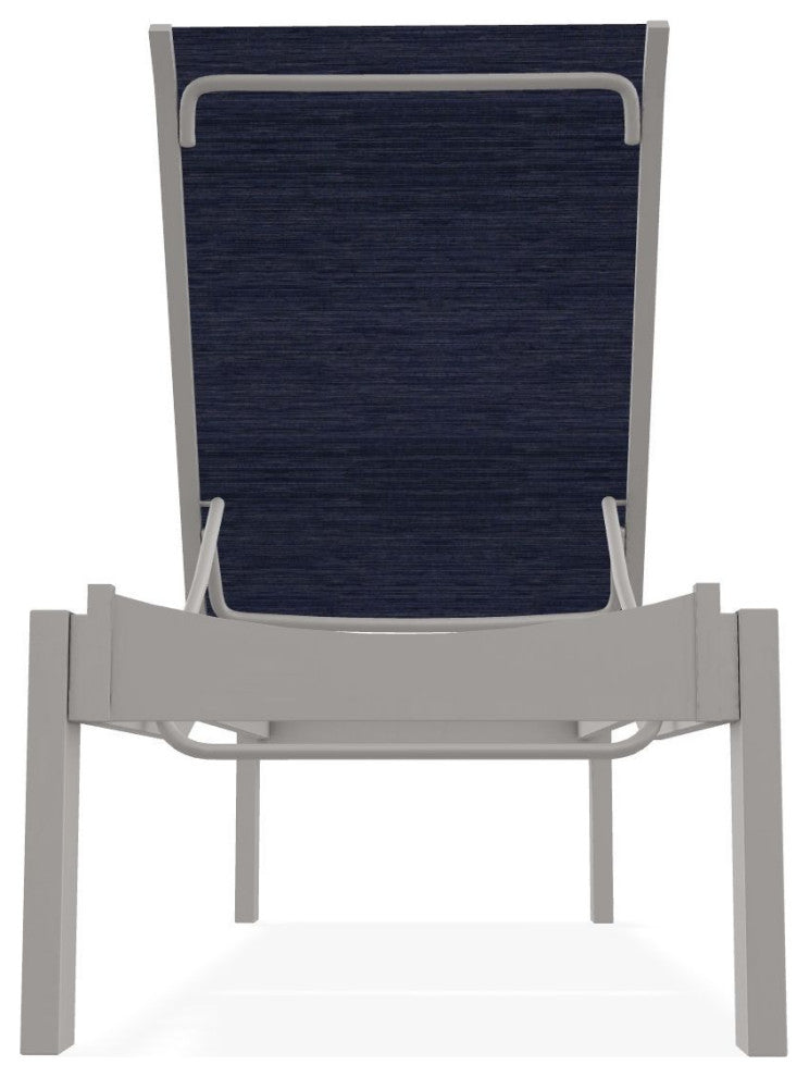 Leeward Sling Stackable Outdoor Chaise Lounge, Collect Indigo/Warm Gray