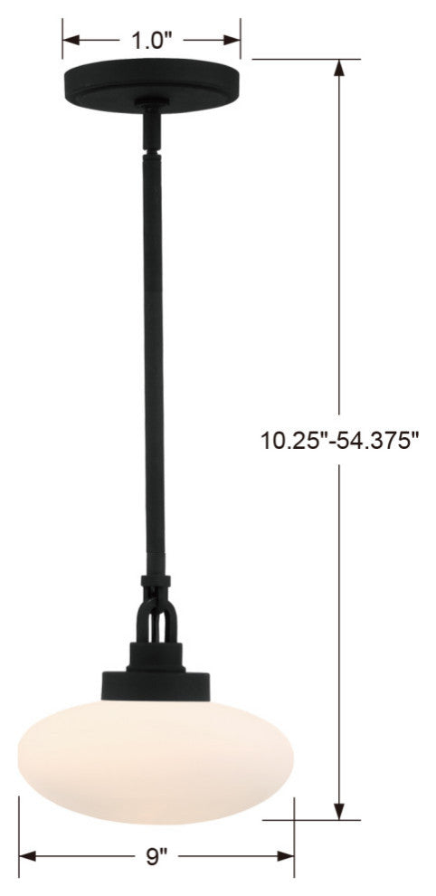 Crystorama PKR-B8501-BF, 1-Light Pendant, Black Forged