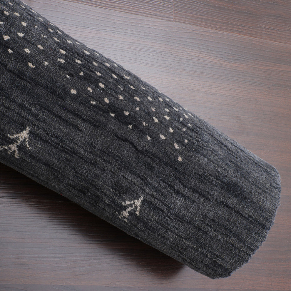 HAND KNOTTED LOOM WOOL ECO-FRIENDLY AREA RUGS - Rectangle,Charcoal,Contemporary