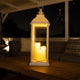 White Candlelit Lantern with Warm White LED Lights