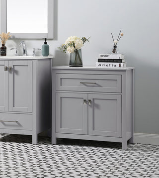 30" Wide Bathroom Storage Freestanding Cabinet, Grey