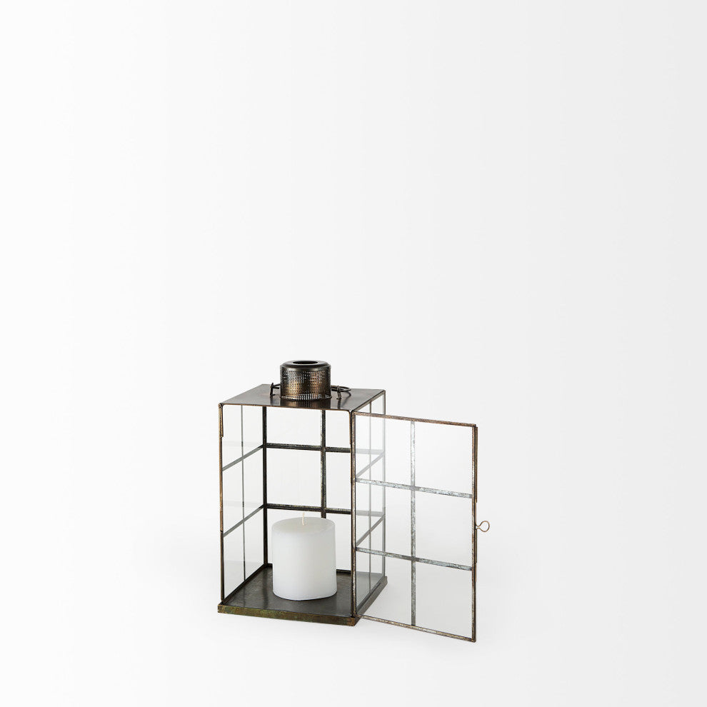 Grimwig, Small, 8Lx8Wx15H Gold Glass Lantern