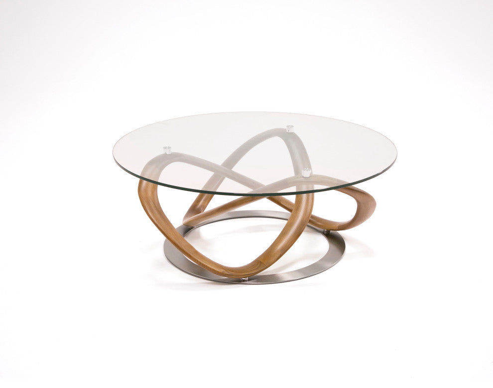 Modrest Michele Modern Glass + Walnut Coffee Table