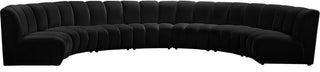 Infinity Channel Tufted Velvet Modular Chair, Black, 7 Piece