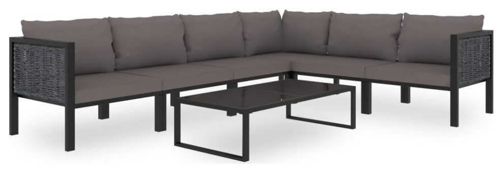 vidaXL Sectional Corner Sofa With Left Armrest Poly Rattan Anthracite