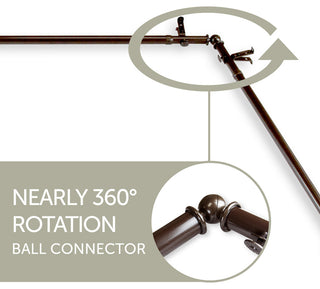 Etched Corner Window Double 13/16" Curtain Rod, Cocoa, 28-48"