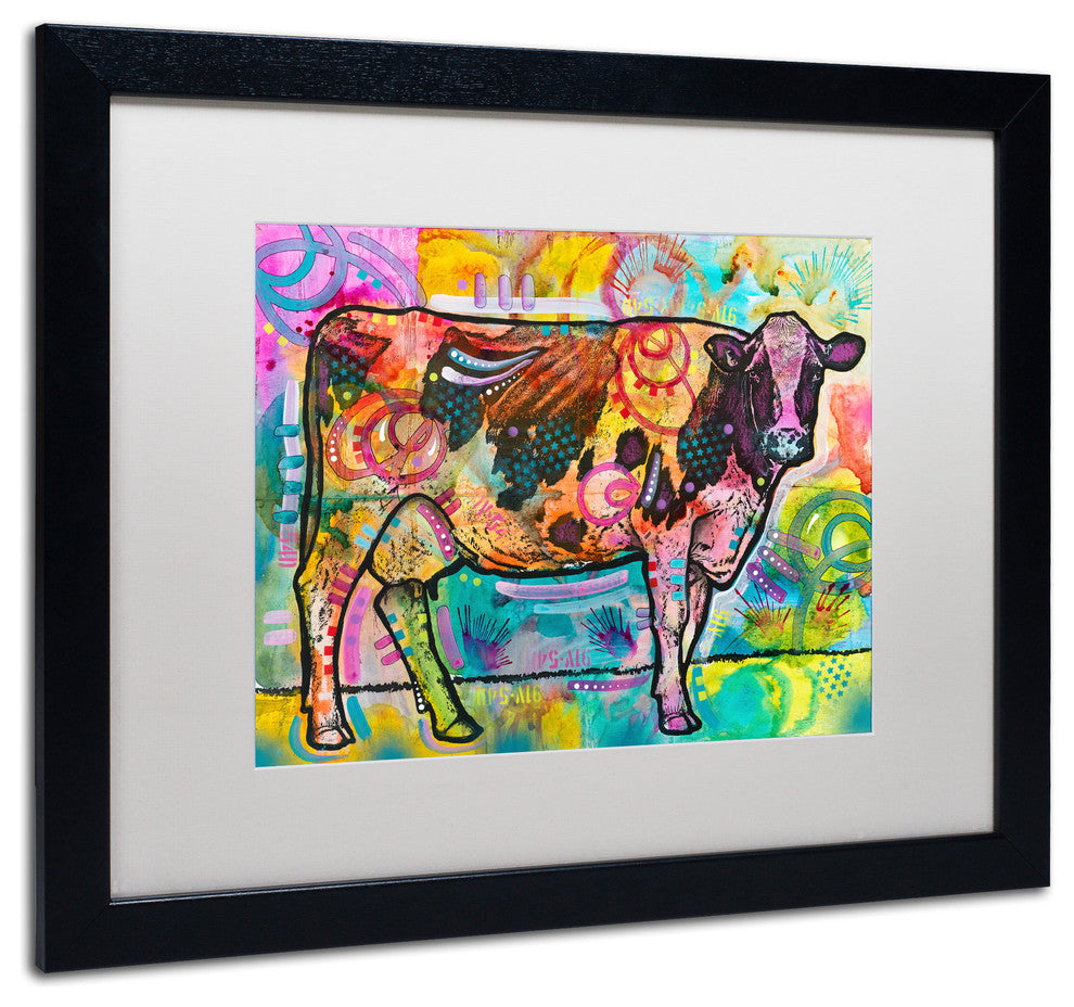 Dean Russo 'Cow' Art, Black Frame, White Mat, 20x16