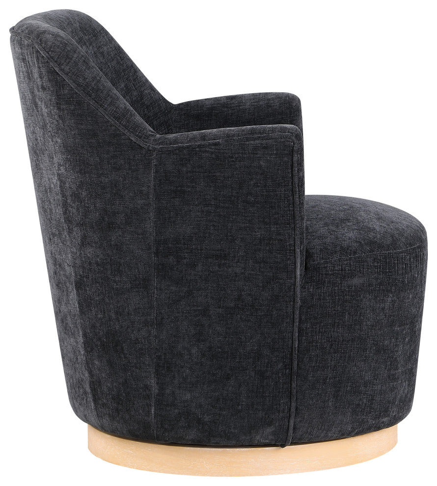 Clarita Swivel Accent Chair, Black, Chenille Fabric