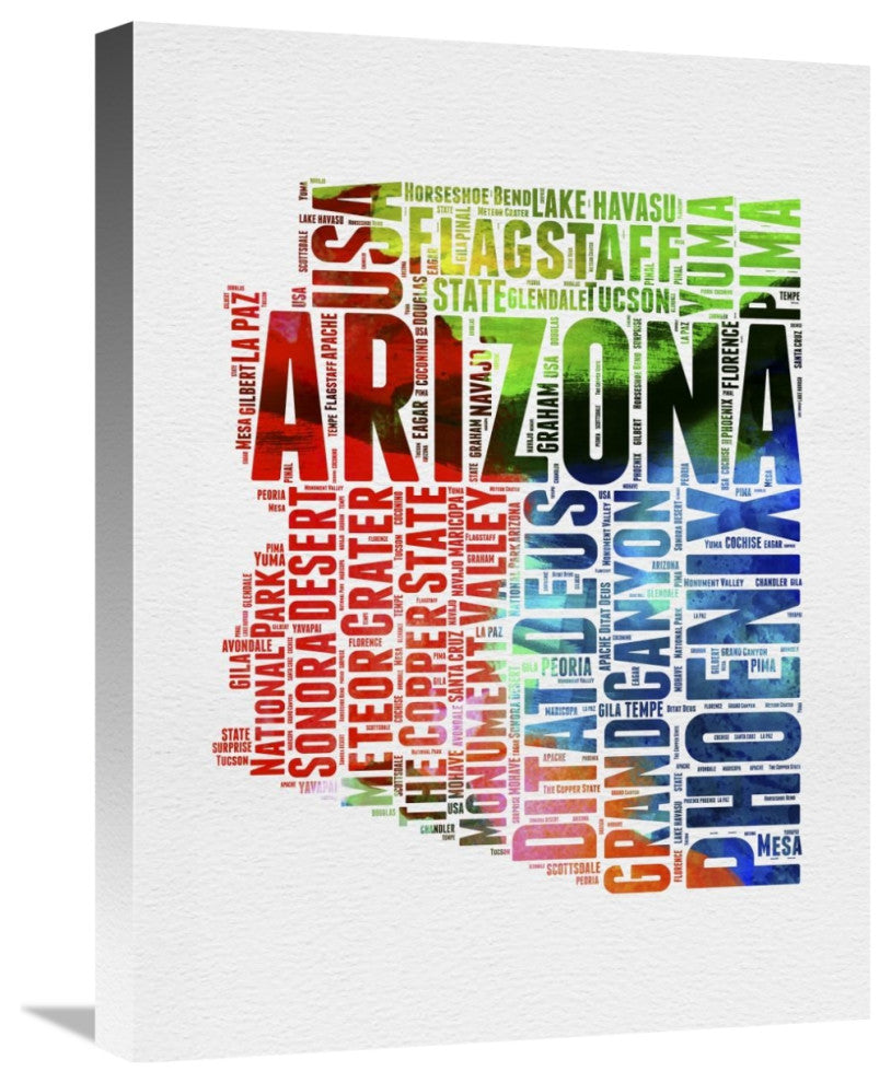 "Arizona Watercolor Word Cloud" Fine Art Print