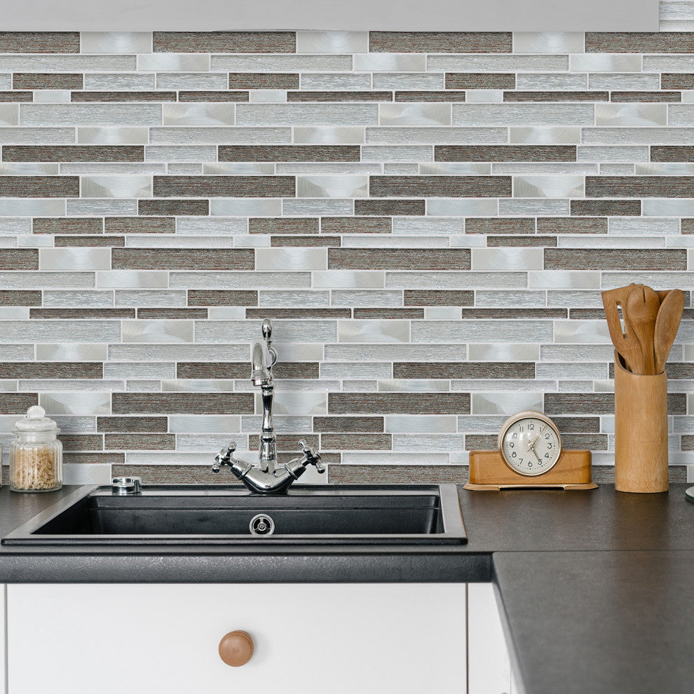 Glena 11.8"x11.8" Laminated Glass Mosaic Mix Wall Tile, Mixed Colors, Sample