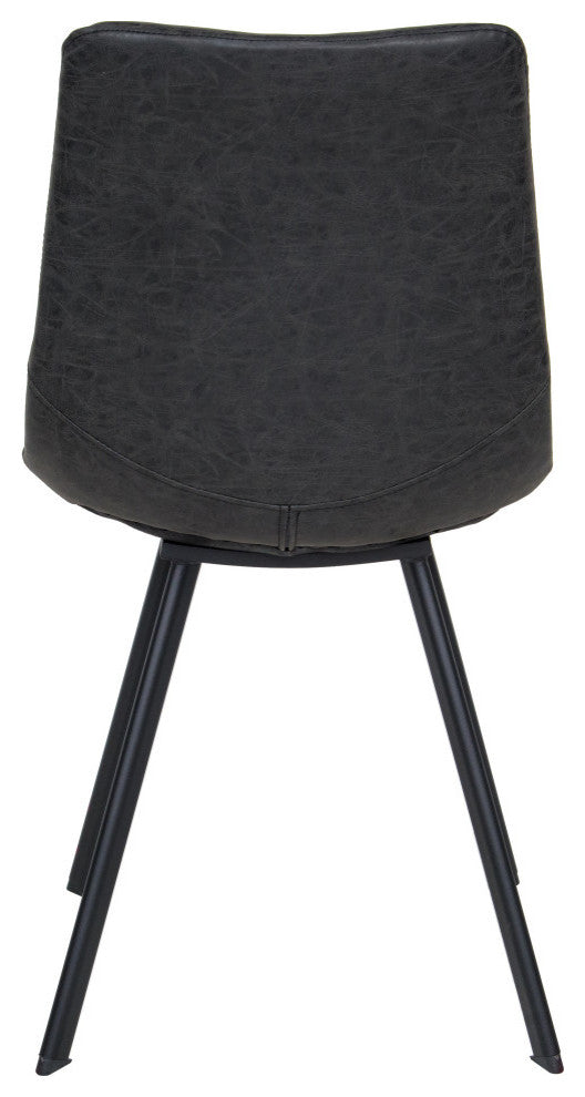 Markley Modern Leather Dining Chair With Metal Legs Set of 4, Charcoal Black