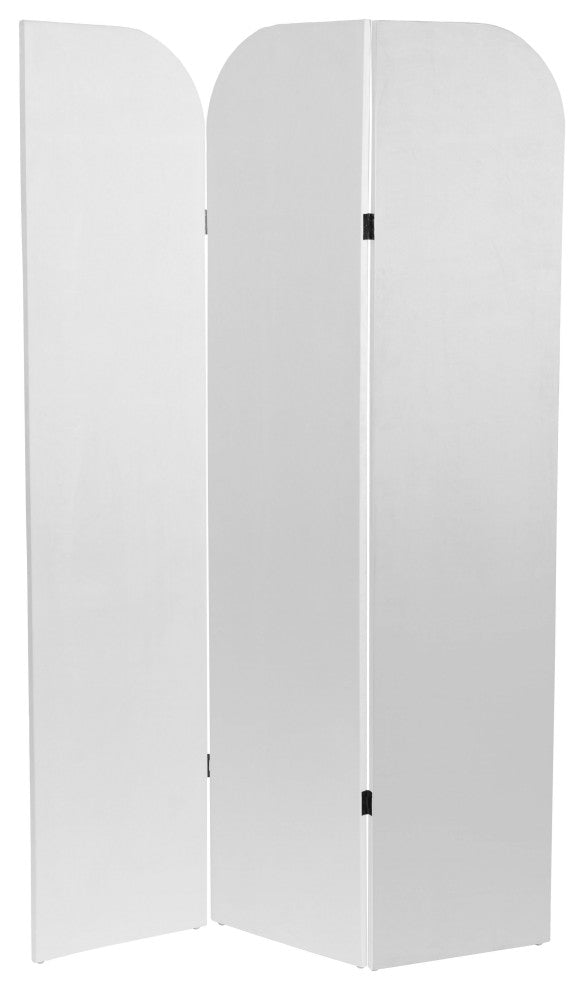 6 ft. Modern Arch Velvet Room Divider White 3 Panel