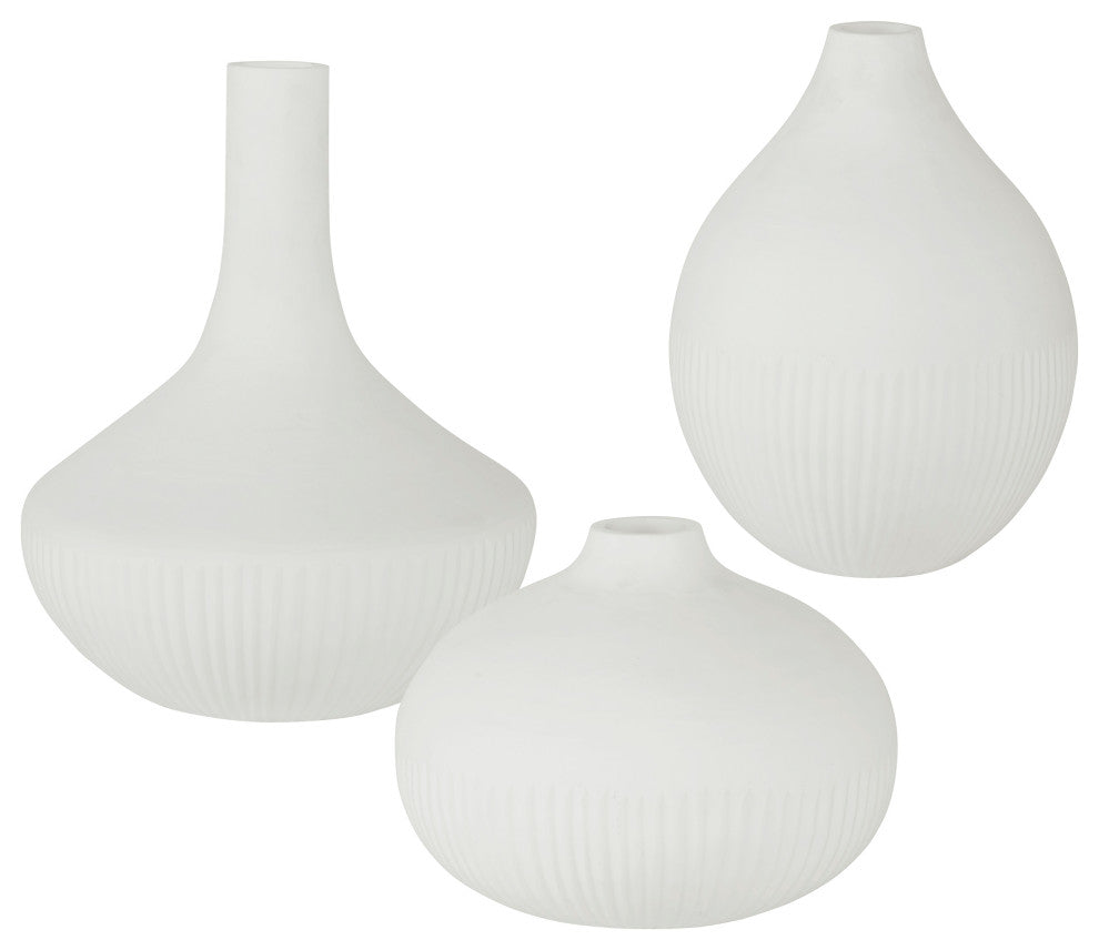 Uttermost Apothecary Satin White Vases, 3-Piece Set