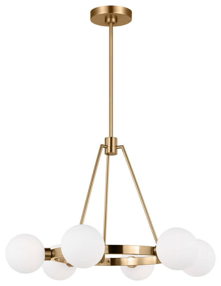 Clybourn Six Light Chandelier, Satin Brass