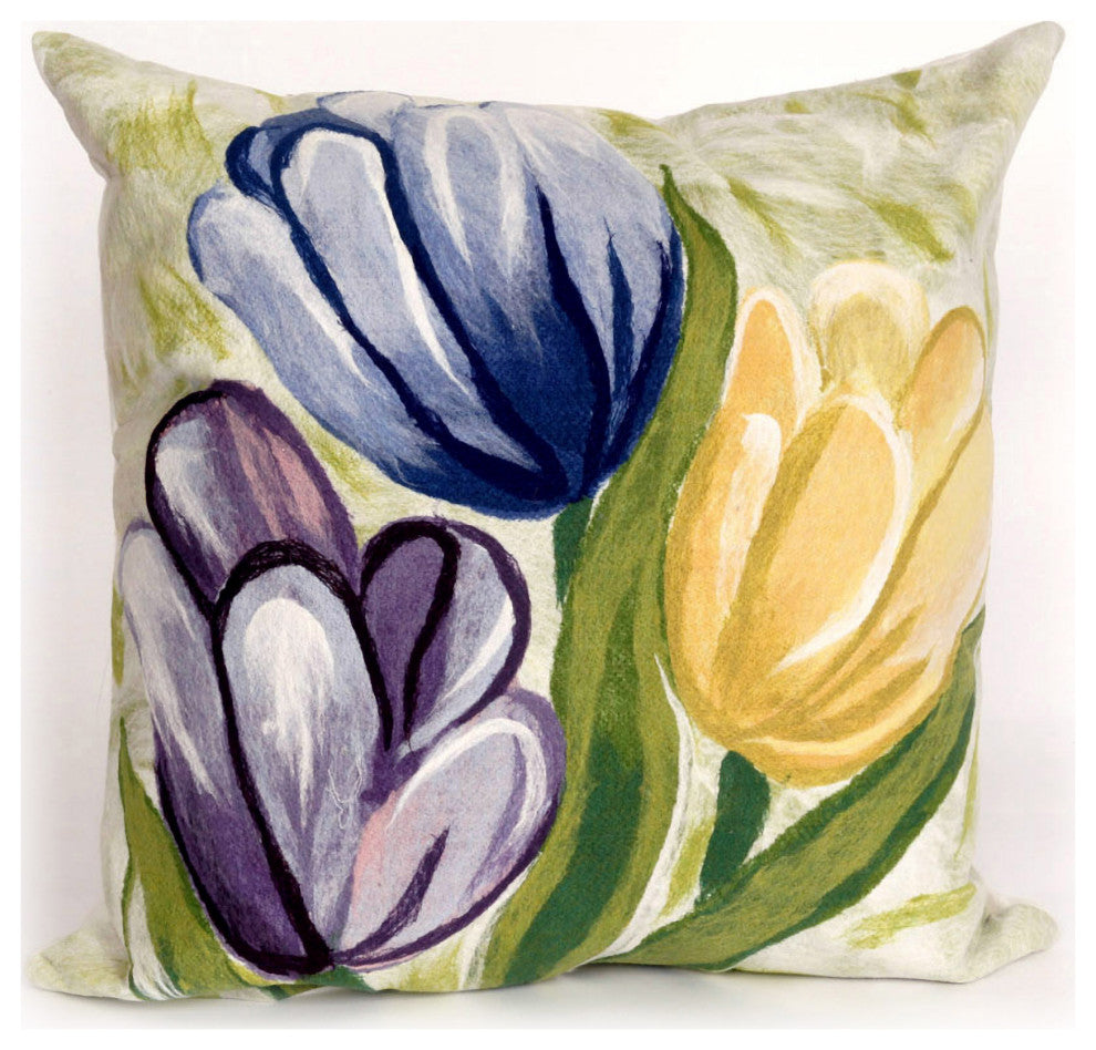 Visions IV Tulips Indoor/Outdoor Pillow, Cool, 20"x20"