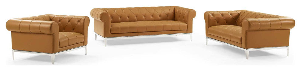 Idyll 3 Piece Upholstered Leather Set - Tan