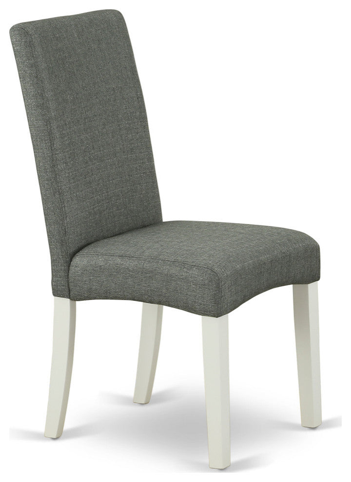3Pc Round 42" Dining Table, Two Parson Chair, Linen White Finish Leg, Gray Color