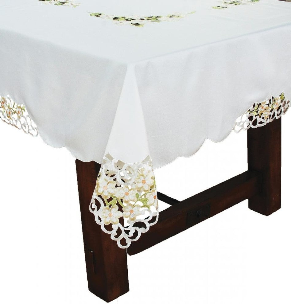Spring Garden 60"x84" Embroidered Collection Cutwork Tablecloth