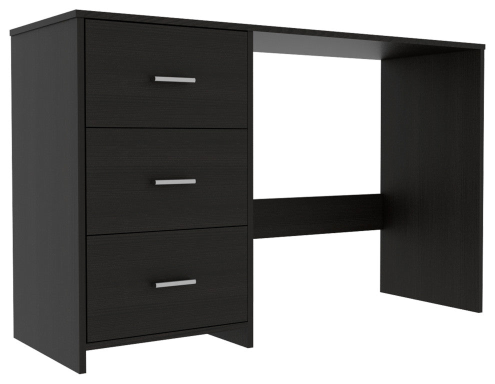 DEPOT E-SHOP Azalea 3 Drawer Writing Desk, Black