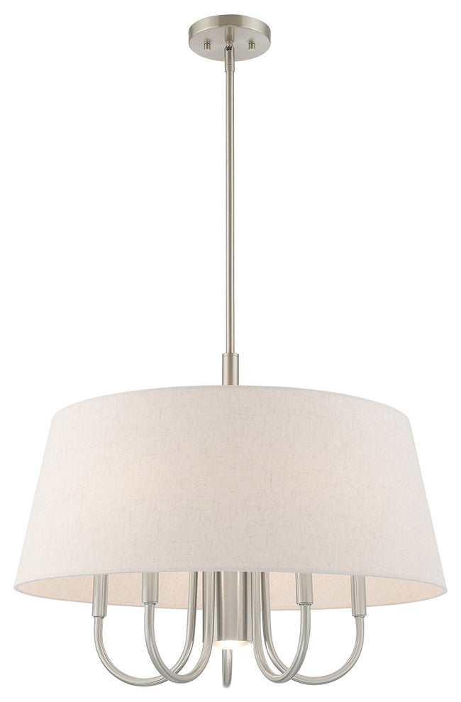 Livex Lighting Brushed Nickel 5 + 1 * Light Pendant Chandelier