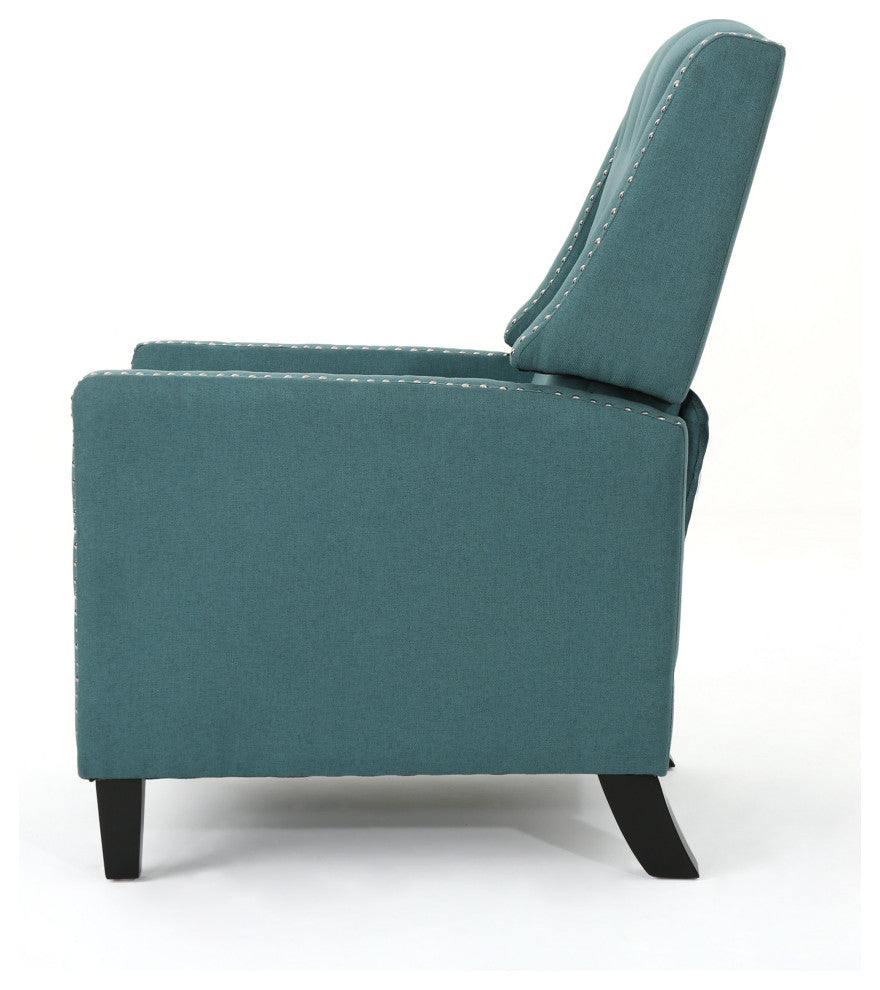 GDF Studio Izaak Tufted Back Fabric Recliner Chair, Dark Teal