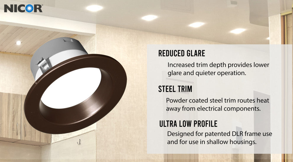 DLR(v6) Recessed LED Downlight, Oil-Rubbed Bronze, Selectable Cct, 1 Pack