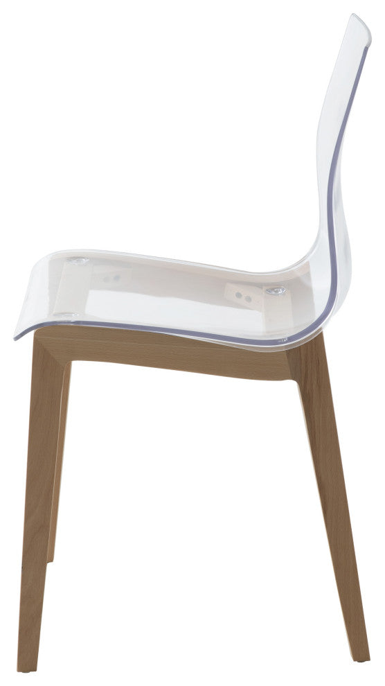 LeisureMod Marsden Modern Dining Chair With Beech Legs Set of 2, Natural Wood
