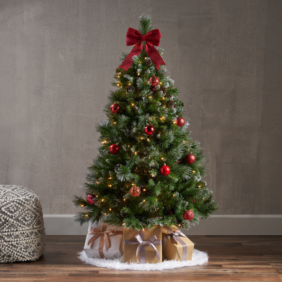 4.5' Mixed Spruce Artificial Christmas Tree, Pre-Lit Clear