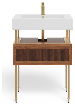 Henley Bathroom Vanity, Brown, 24", Single Sink, Freestanding
