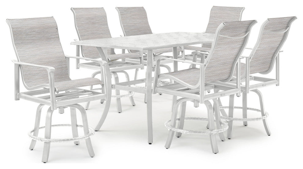 Aspen Sling High Back Swivel Balcony Stool, Coastal Mist