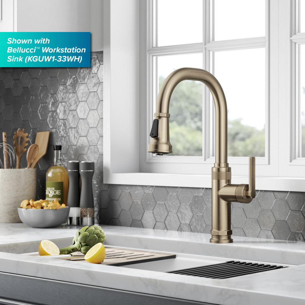 Sellette Pull-Down Kitchen Faucet, Spot Free Antique Champagne Bronze