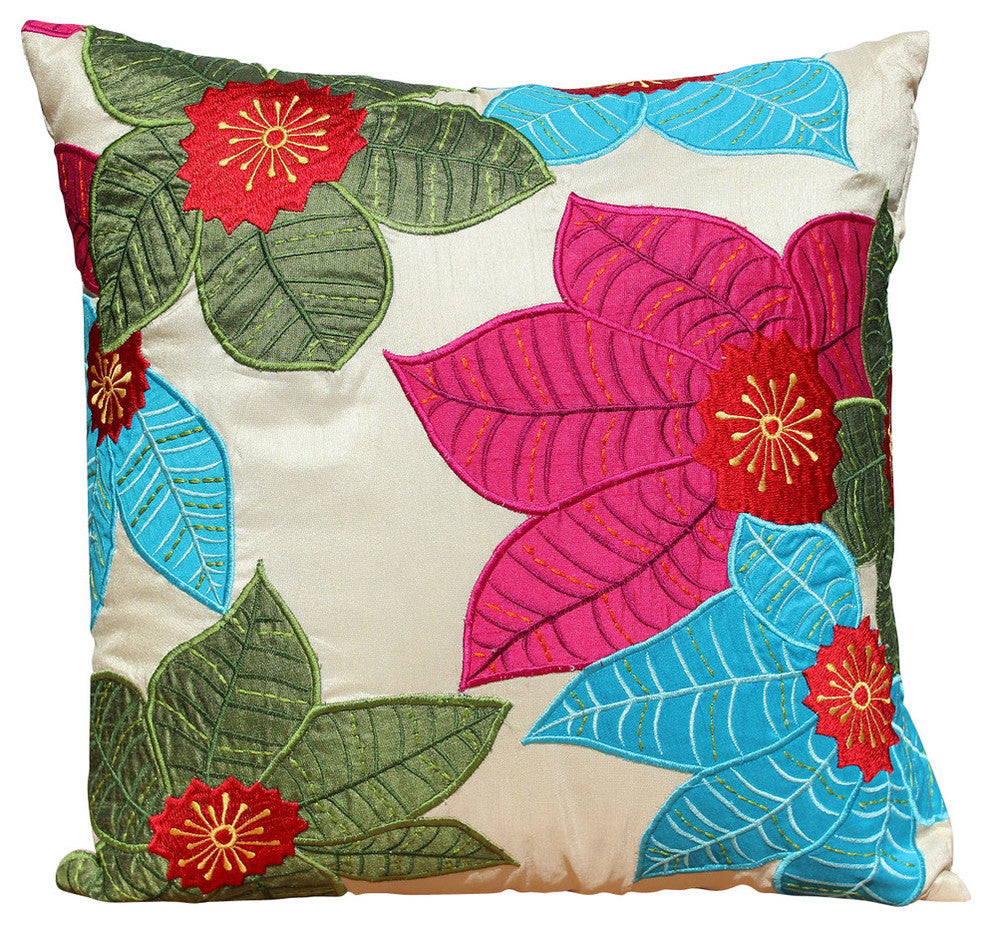 Polysilk Floral Throw Pillow