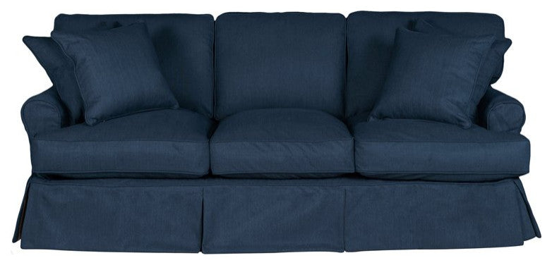 Sunset Trading Horizon 4-Piece Fabric Slipcovered Living Room Set in Navy