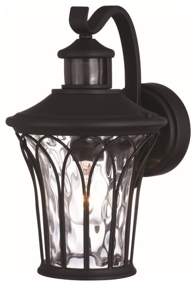 Abigail 1-Light Outdoor Motion Sensor Wall Mount, Textured Black