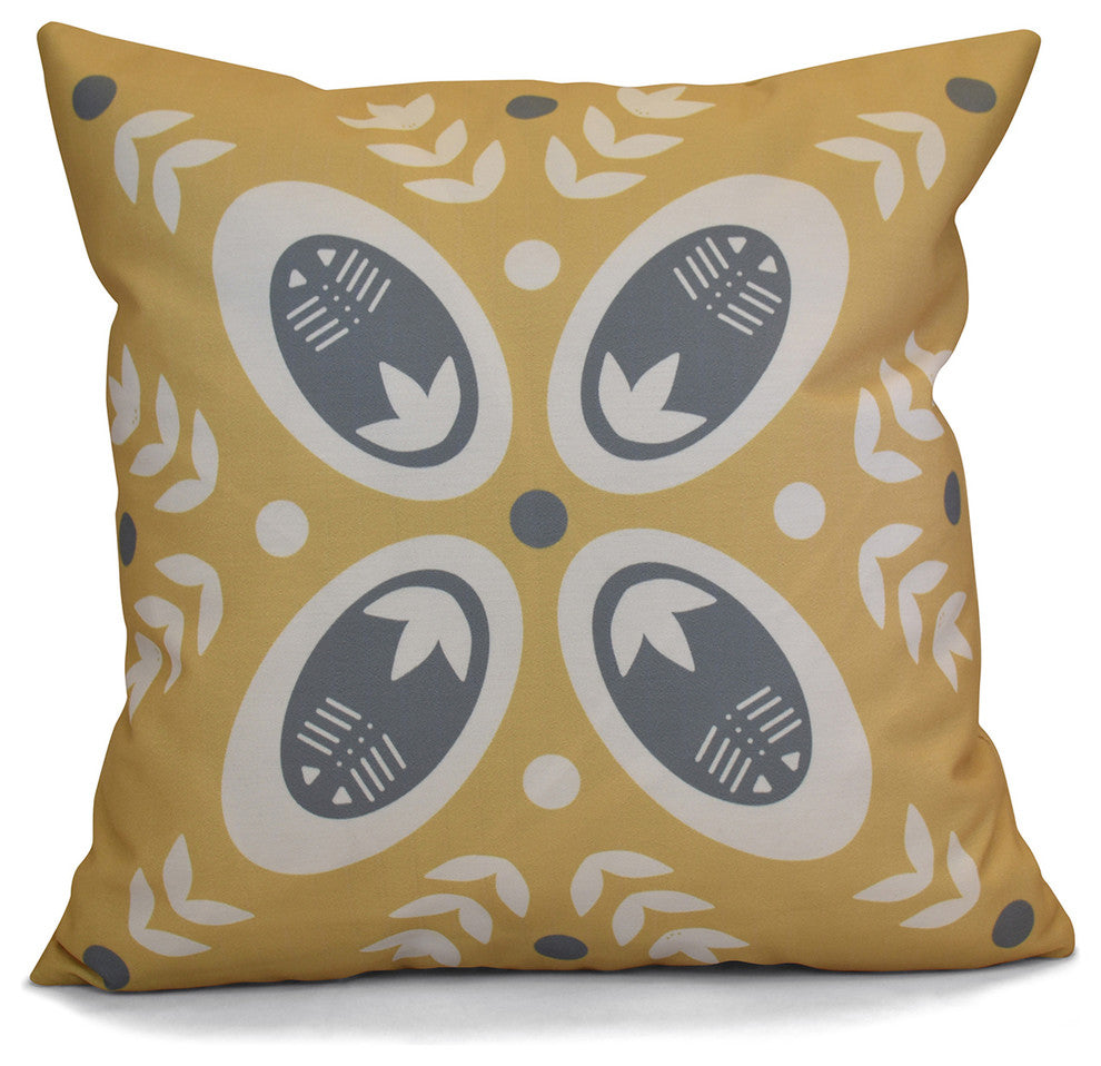 Decorative Holiday Pillow Geometric Print, Gold, 18"x18"